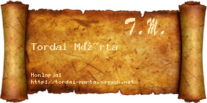 Tordai Márta névjegykártya